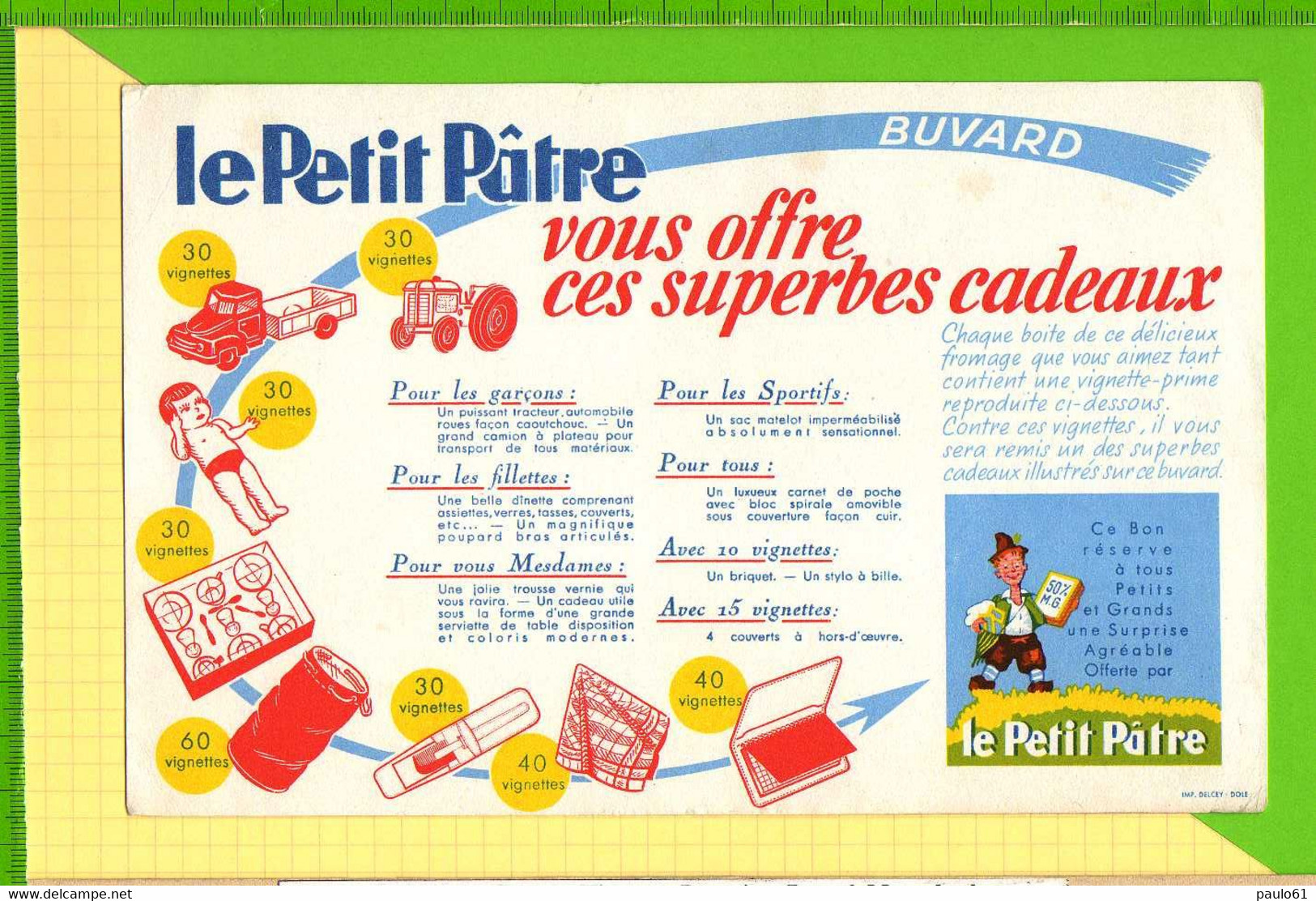 BUVARD & Blotting Paper : Fromage Le Petit PATRE  Superbe Cadeaux Jouets - Produits Laitiers