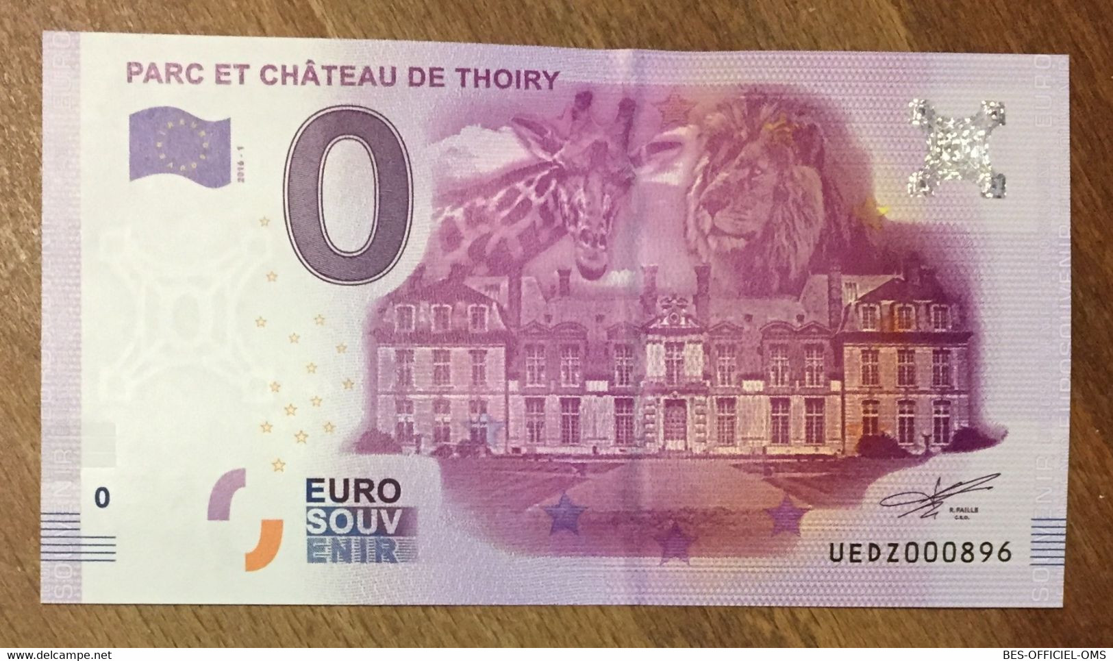 2016 BILLET 0 EURO SOUVENIR DPT 78 PARC ET CHÂTEAU DE THOIRY ZERO 0 EURO SCHEIN BANKNOTE PAPER MONEY - Privatentwürfe