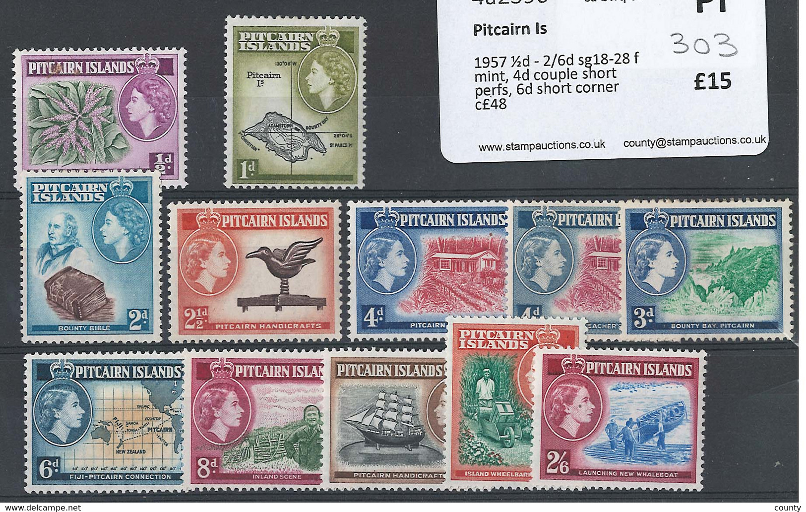 Pitcairn Is: 1957 ½d - 2/6d Sg18-28 F Mint, 4d Couple Short Perfs, 6d Short Corner C£48 ‡ - Pitcairninsel