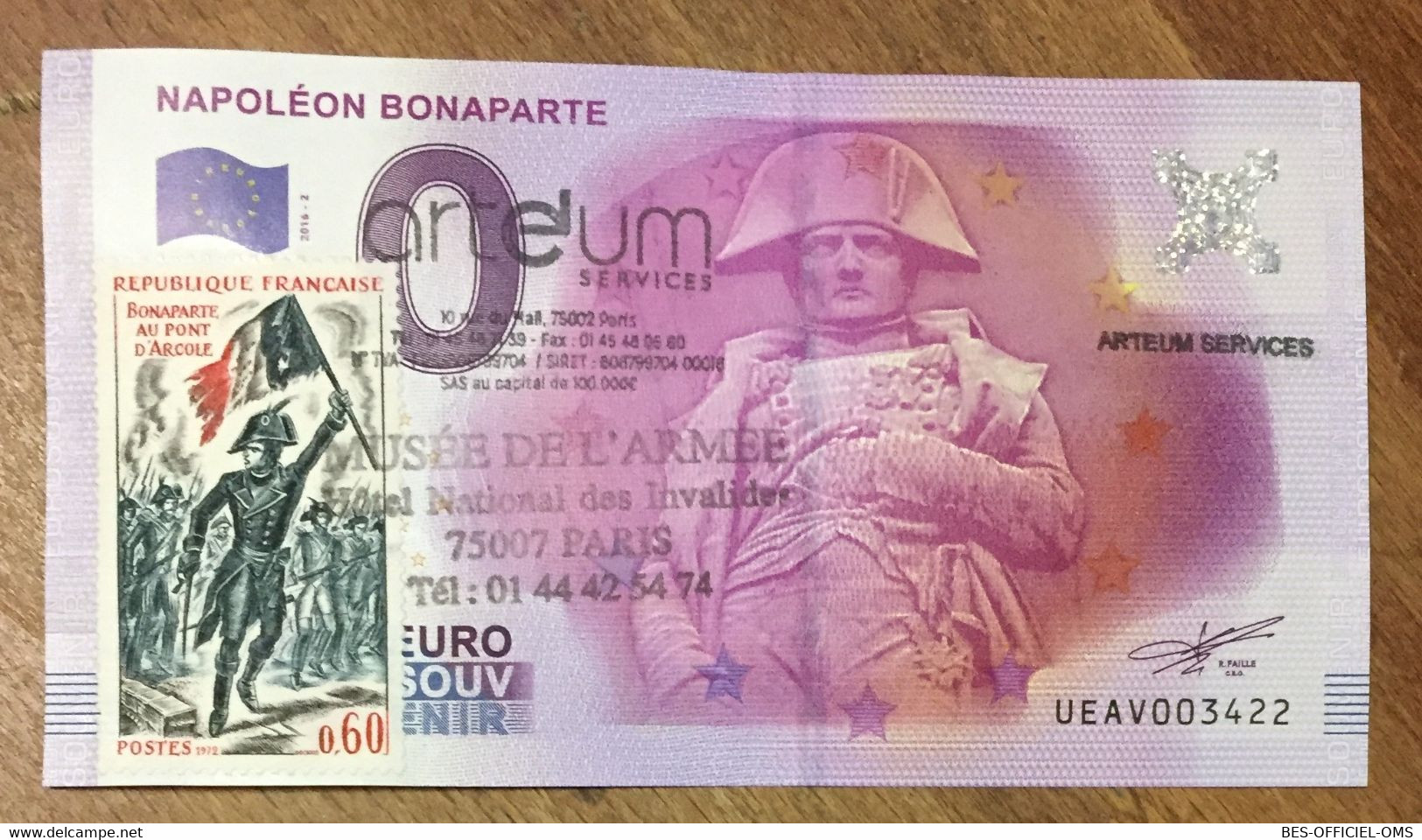 2016 BILLET 0 EURO SOUVENIR DPT 75 NAPOLÉON BONAPARTE + TIMBRE ZERO 0 EURO SCHEIN BANKNOTE PAPER MONEY - Private Proofs / Unofficial