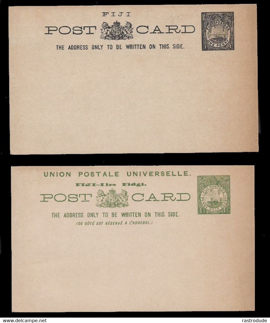 1895 FIJI 4 X  POSTAL STATIONERY CARDS + 2 REPLY CARDS - QV ½d(2) 1½d(2). - UNUSED - Fiji (...-1970)