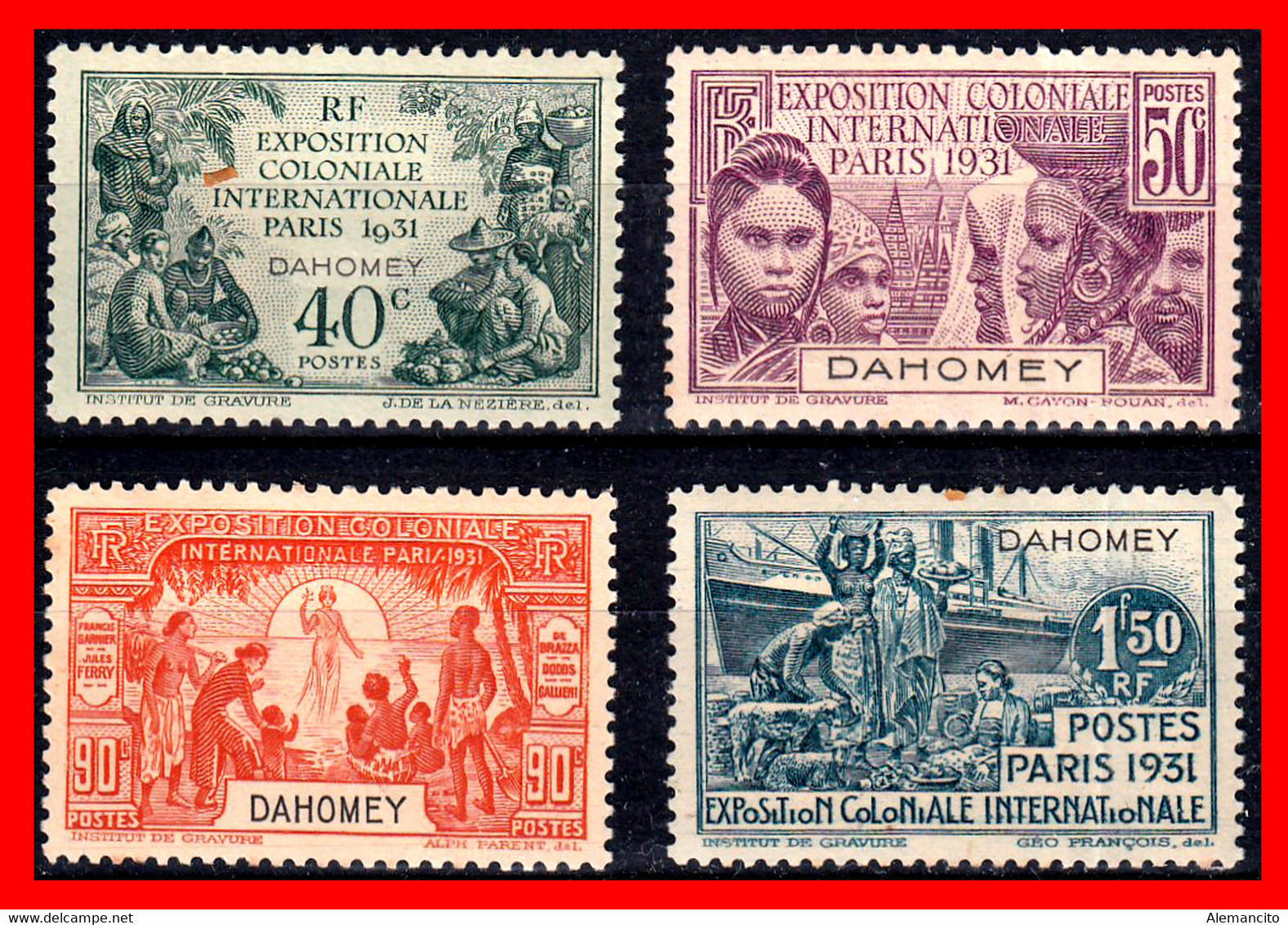 FRANCIA  ( DAHOMEY ) ( ANTIGUAS COLONIAS Y PROTECTORADOS ) SERIE 4 SELLOS AÑO 1931 EXPOSICION INTERNACIONAL DE PARIS - 1931 Exposition Coloniale De Paris