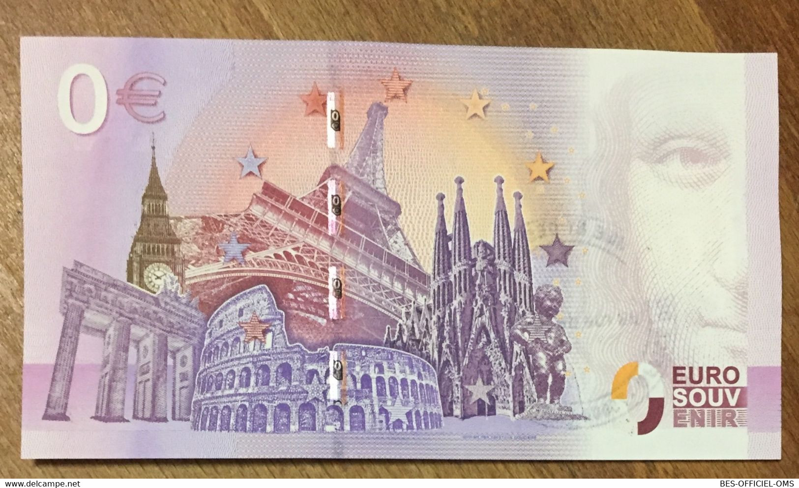 2016 BILLET 0 EURO SOUVENIR DPT 75 PARIS TOUR EIFFEL À GAUCHE + TIMBRE ZERO 0 EURO SCHEIN BANKNOTE PAPER MONEY - Essais Privés / Non-officiels