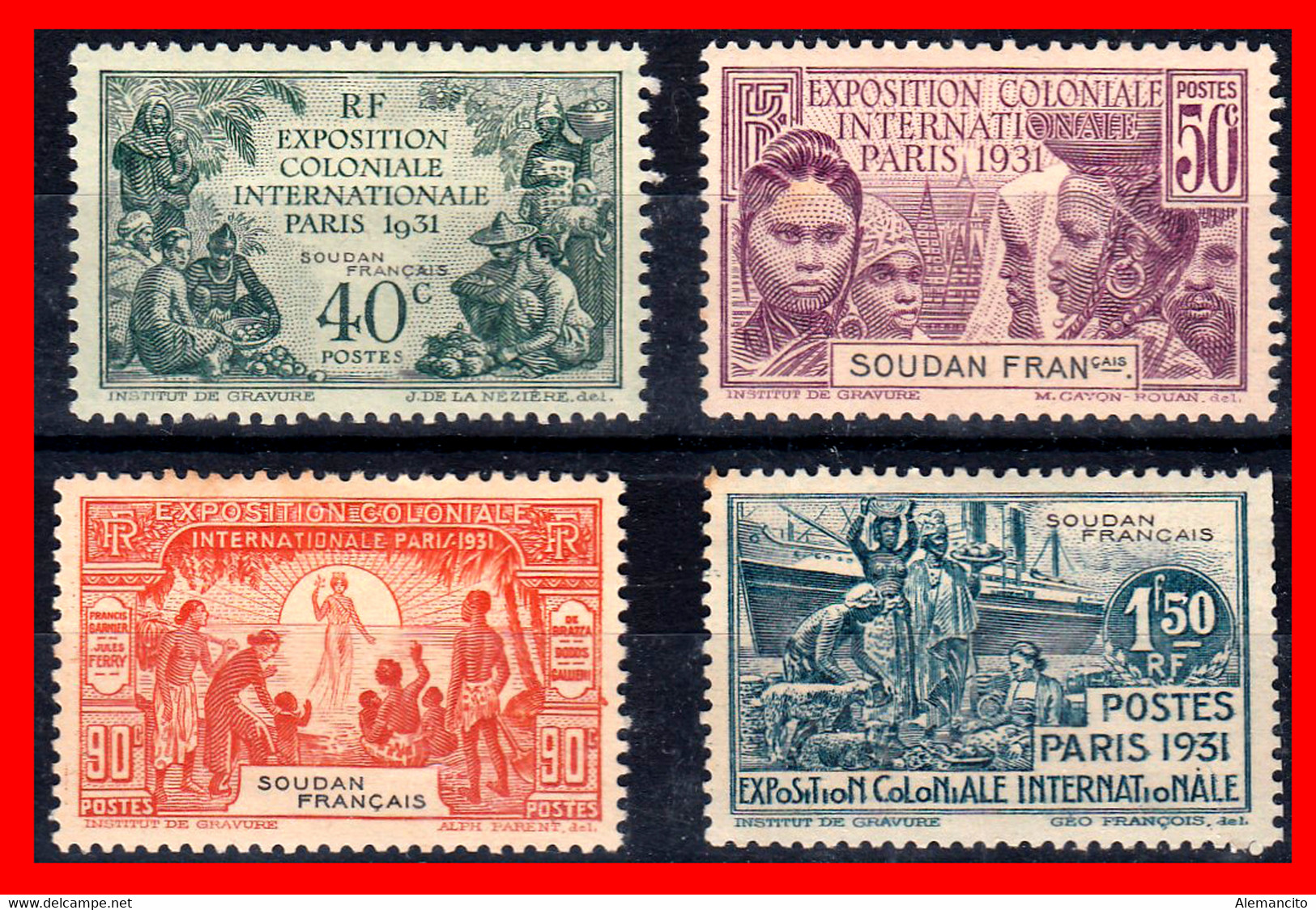 FRANCIA  ( SOUDAN FRANCAIS ) ( ANTIGUAS COLONIAS Y PROTECTORADOS ) SERIE 4 SELLOS AÑO 1931 EXPOSICION  DE PARIS - 1931 Exposition Coloniale De Paris