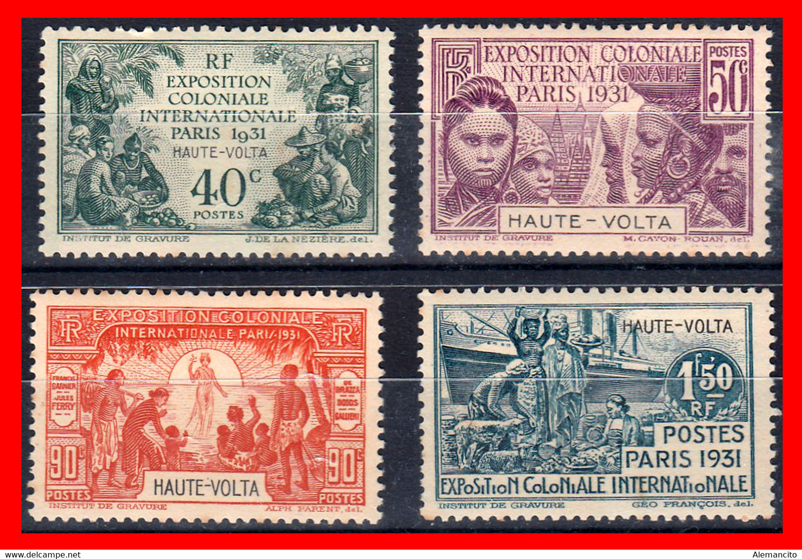 FRANCIA  ( ALTO-VOLTA ) ( ANTIGUAS COLONIAS Y PROTECTORADOS ) SERIE 4 SELLOS AÑO 1931 EXPOSICION INTERNACIONAL DE PARIS - 1931 Exposition Coloniale De Paris