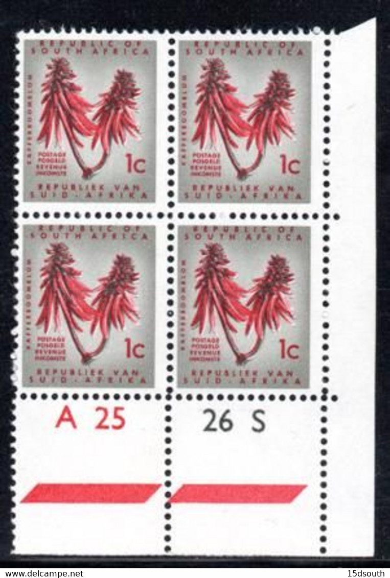 South Africa - 1961 Definitive 1c Control Block Pane A (**) # SG 199 - Blocchi & Foglietti