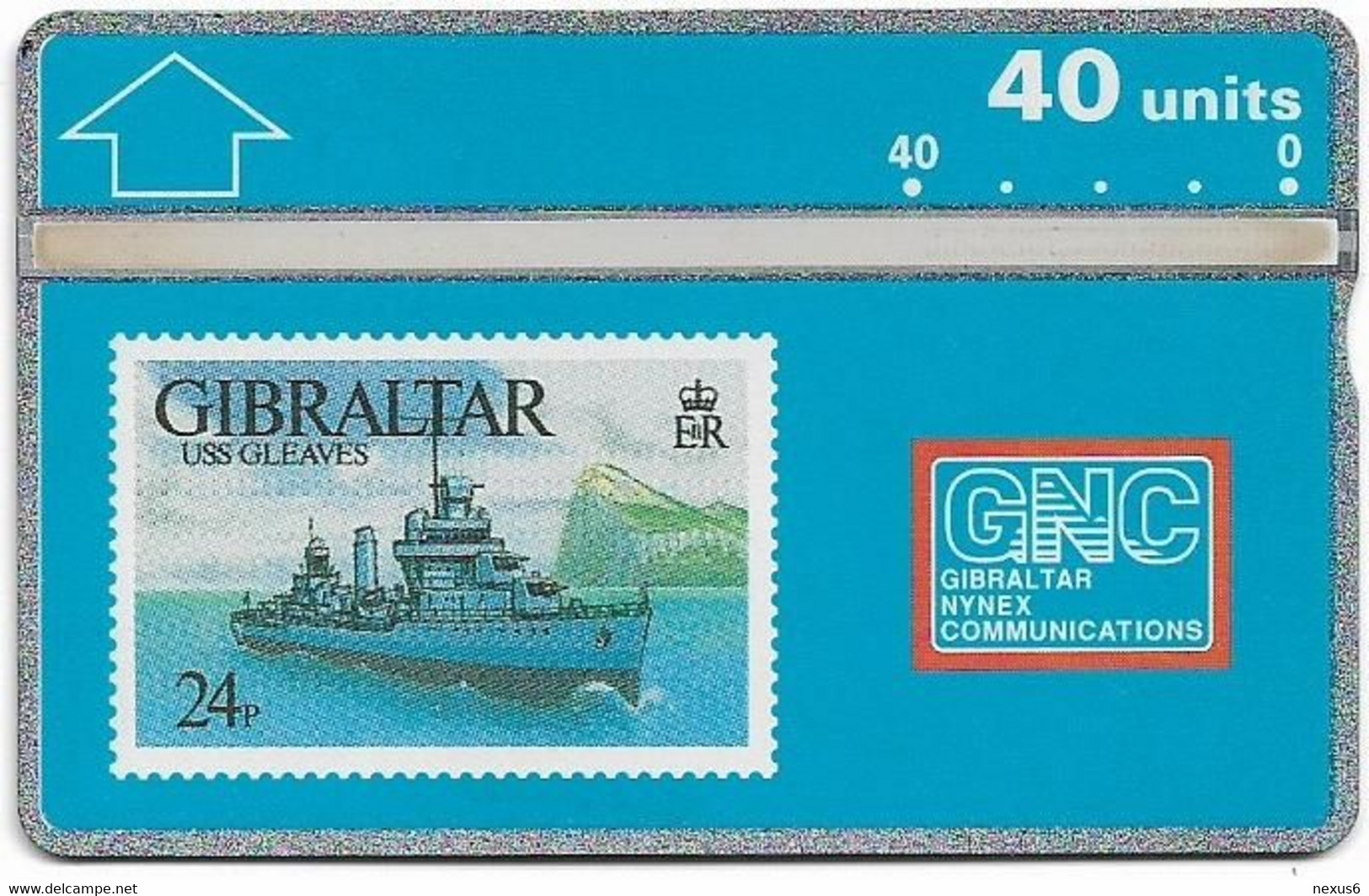 Gibraltar - GNC - L&G - Warships '93 Stamps - USS Gleaves - 306A - 06.1993, 40Units, 20.000ex, Mint - Gibilterra