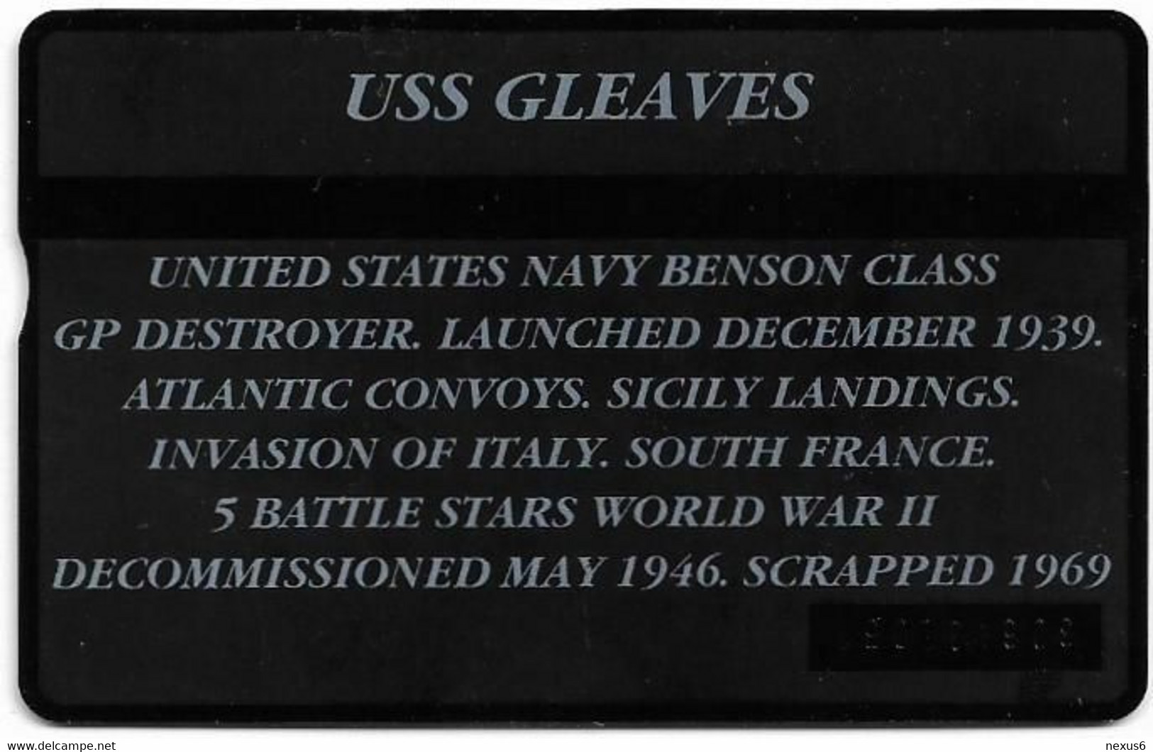 Gibraltar - GNC - L&G - Warships '93 Stamps - USS Gleaves - 306A - 06.1993, 40Units, 20.000ex, Mint - Gibilterra