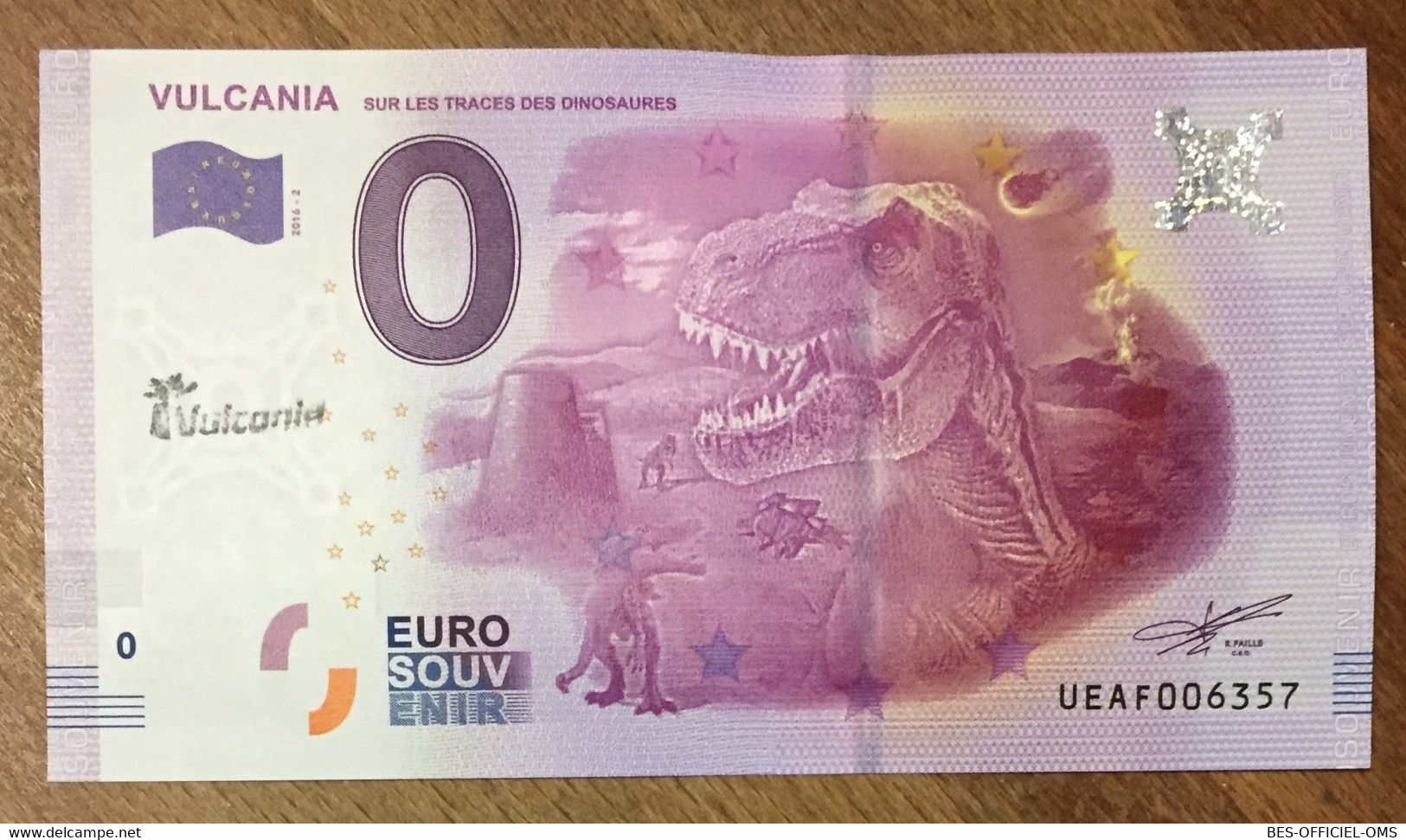 2016 BILLET 0 EURO SOUVENIR DPT 63 VULCANIA + TAMPON ZERO 0 EURO SCHEIN BANKNOTE PAPER MONEY - Privéproeven