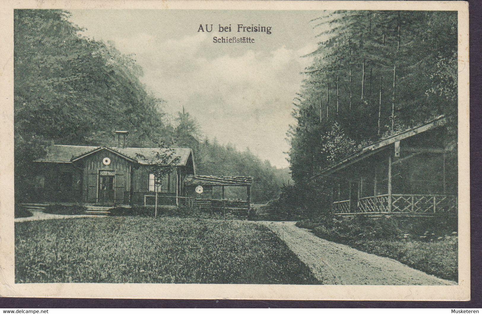 Deutsches Reich PPC AU Bei Freising Schiessstätte AU (Hallertau) 1926 MÜNCHEN  Reichsadler (2 Scans) - Freising