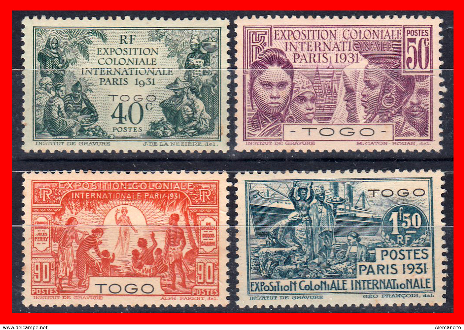 FRANCIA  ( TOGO FRANCES ) ( ANTIGUAS COLONIAS Y PROTECTORADOS ) SERIE DE 4 SELLOS AÑO 1931 EXPOSICION DE PARIS - 1931 Exposition Coloniale De Paris