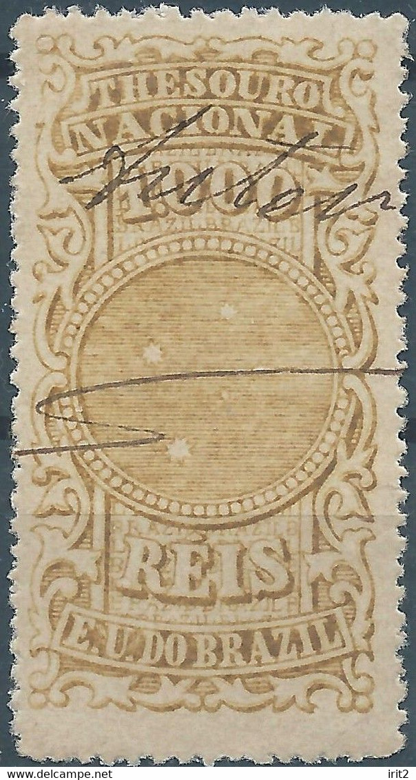 Brazil Brazile,Revenue Stamp Tax National Treasure 1000Reis,Used - Officials