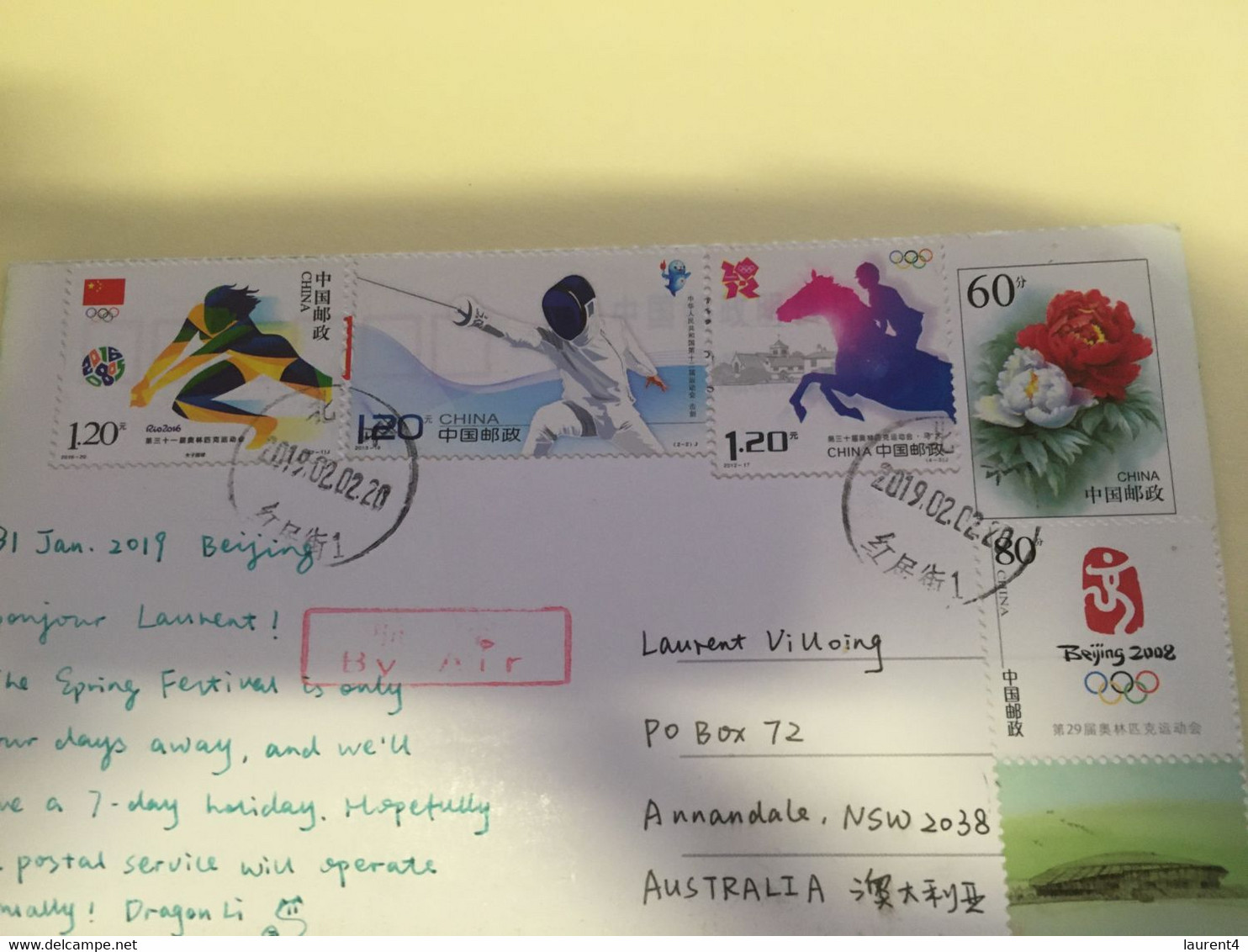 (R 13) China Posted To Australia (with Stamp) Olympic Gmaes Archery - Tir A L'Arc - Tiro Con L'Arco