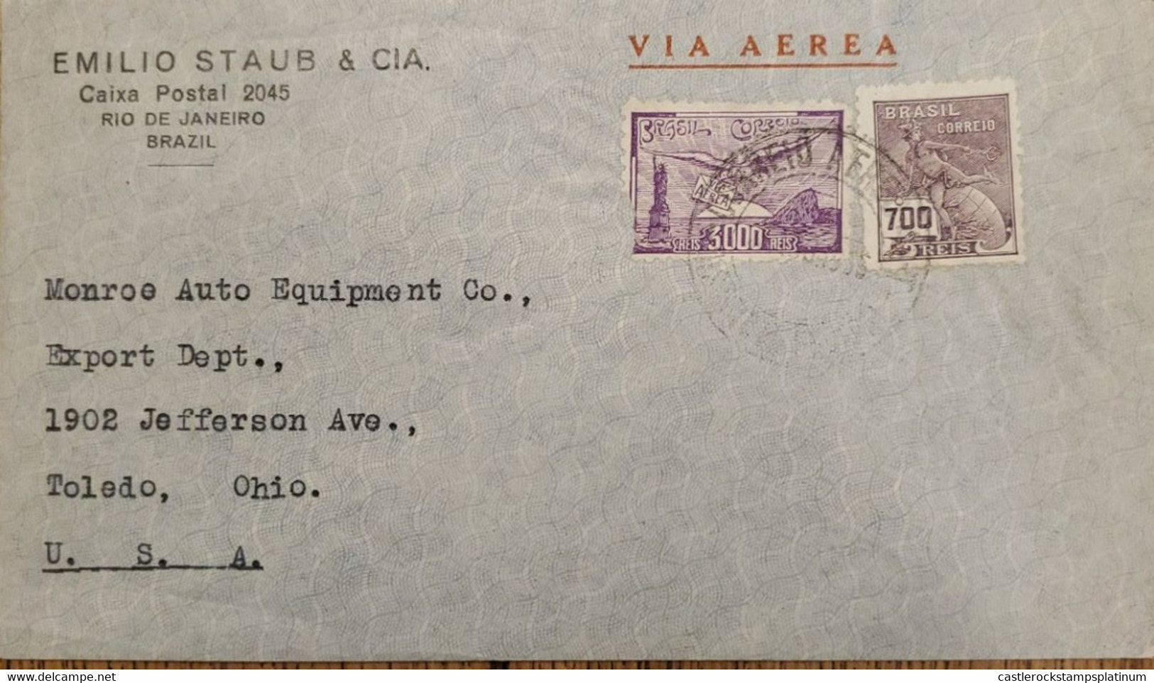 A) 1935, BRAZIL, FROM RIO DE JANEIRO TO TOLEDO, OHIO, UNITED STATES, AERIAL, COMMERCE AND AIRMAIL VIOLET - Other & Unclassified