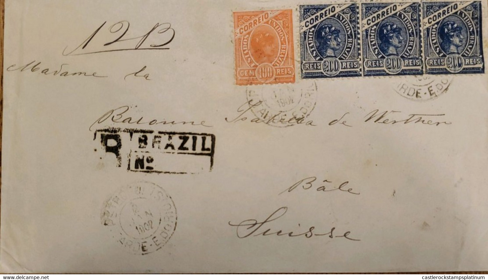 A) 1902, BRAZIL, SHIPPED TO BASEL – SWITZERLAND, PETROPOLIS, SEALS OF FREEDOM - Other & Unclassified