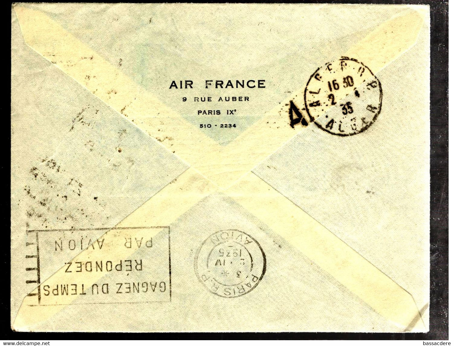 37807 - Vol Pour ALGER - First Flight Covers