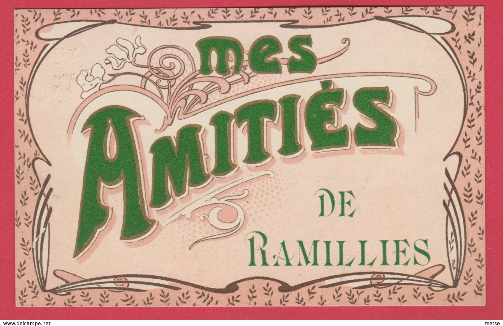 Ramillies - Mes Amitiés ... Jolie Carte Fantaisie Avec Relief Et Lettrage En Velours - 1910 ( Voir Verso ) - Ramillies