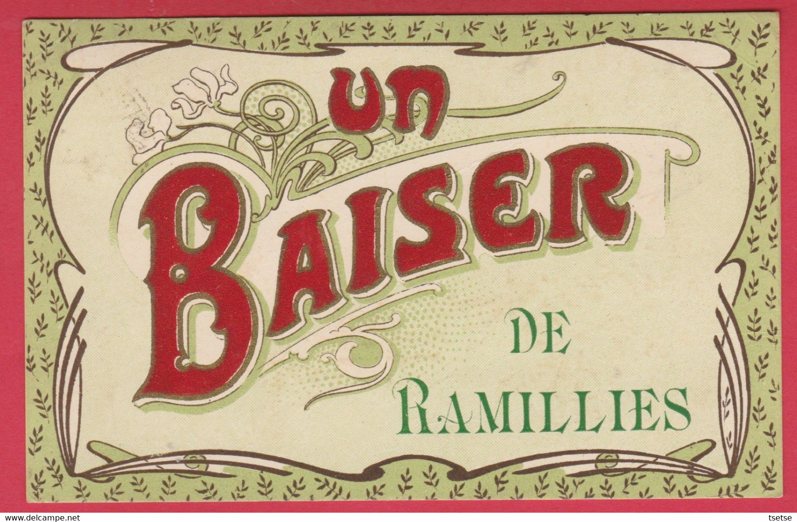 Ramillies - Un Baiser ... Jolie Carte Fantaisie Avec Relief Et Lettrage En Velours - 1910 ( Voir Verso ) - Ramillies