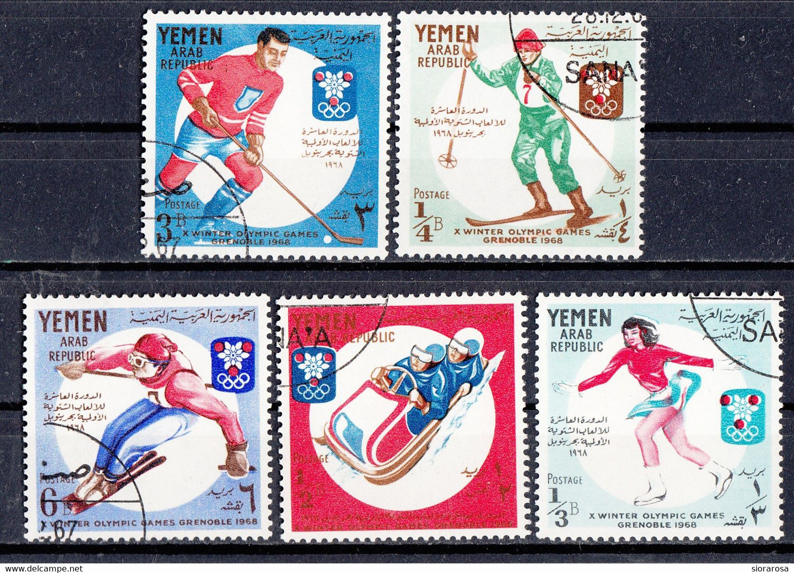 YAR 1967 Sc. 242-242A/D Vincitori Oro Gold Olimpiadi Grenoble 1968 Full Set CTO - Winter 1968: Grenoble