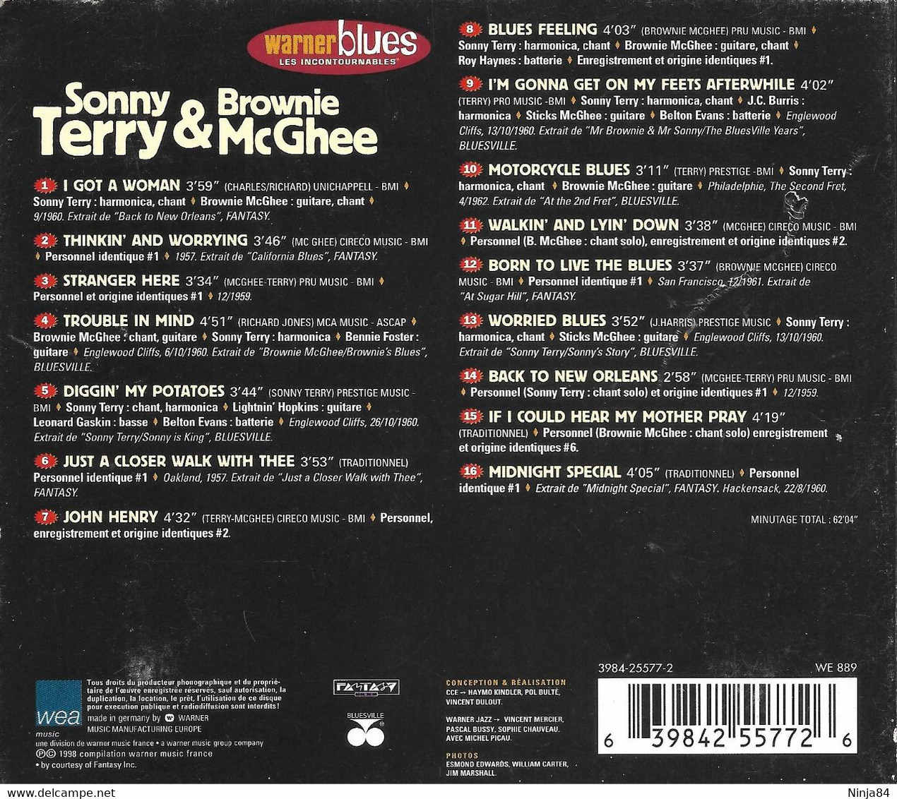 CD Sonny Terry & Brownie McGhee / Ray Charles  ‎ ‎" I Got A Woman "  Allemagne - Blues