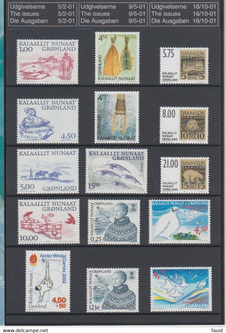 2001 ** GREENLAND (Sans Charn,MNH, Postfris) YEAR PACK   Yv. 340/354 BF20/22  Mi. 361/375  Block 20/20 (15v. + Block) - Annate Complete