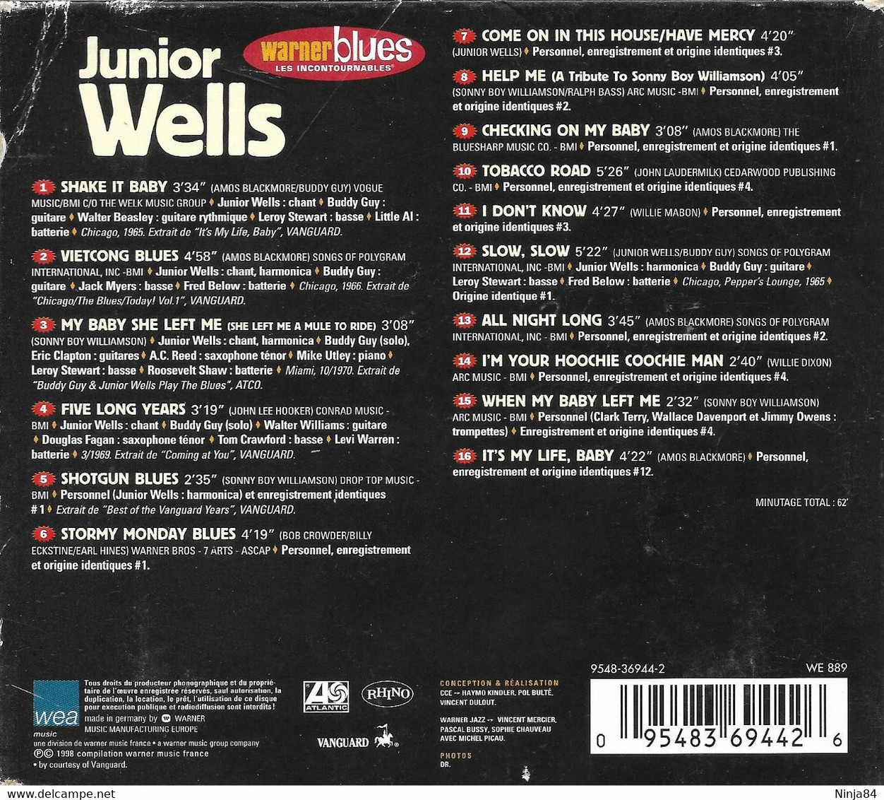 CD Junior Wells  ‎ ‎" Shake It Baby "  Allemagne - Blues