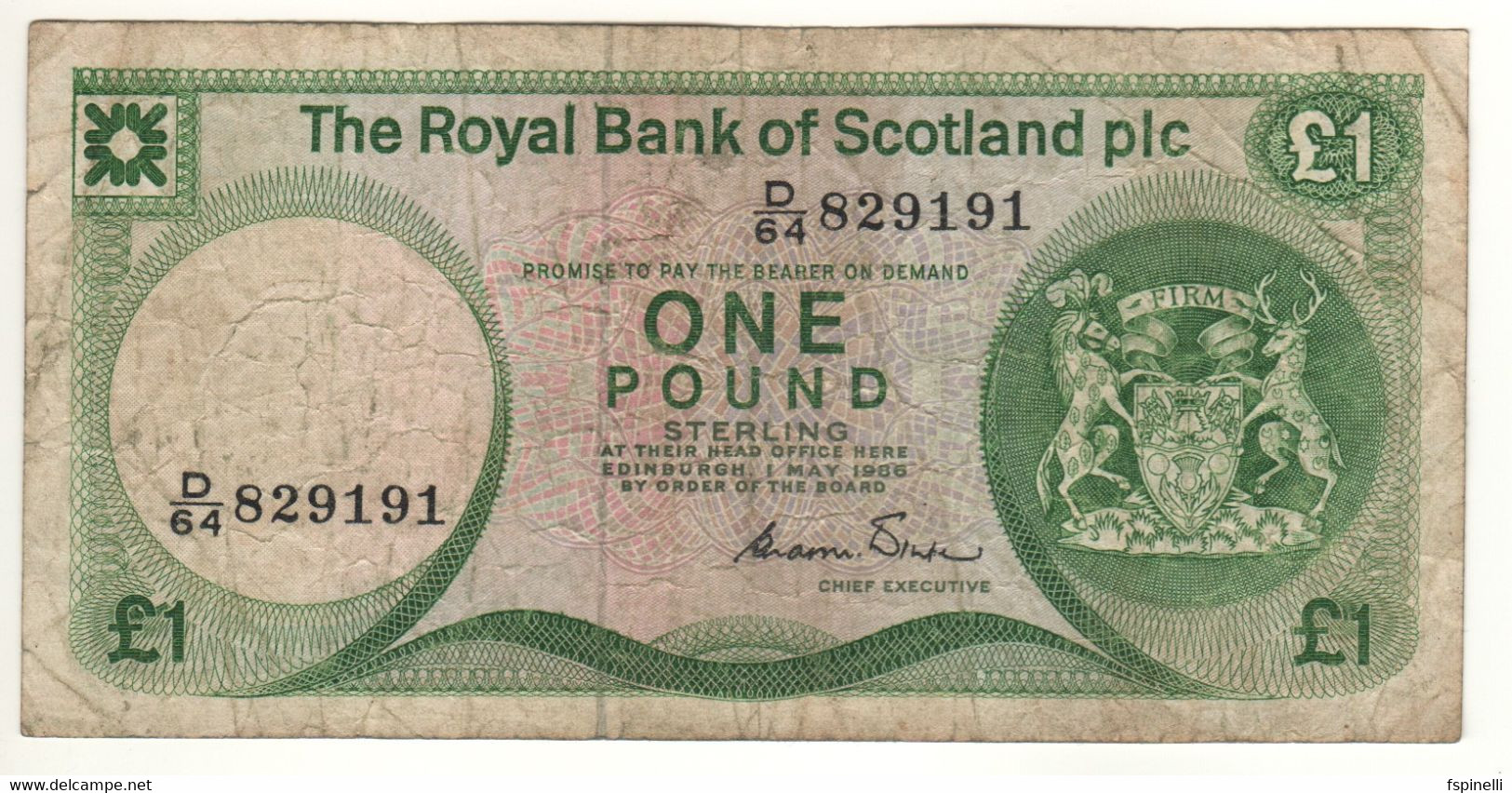 SCOTLAND  1 Pound  The Royal Bank Of Scotland  P341Aa  Dated 1 May 1986 Sign. Winter - 1 Pond