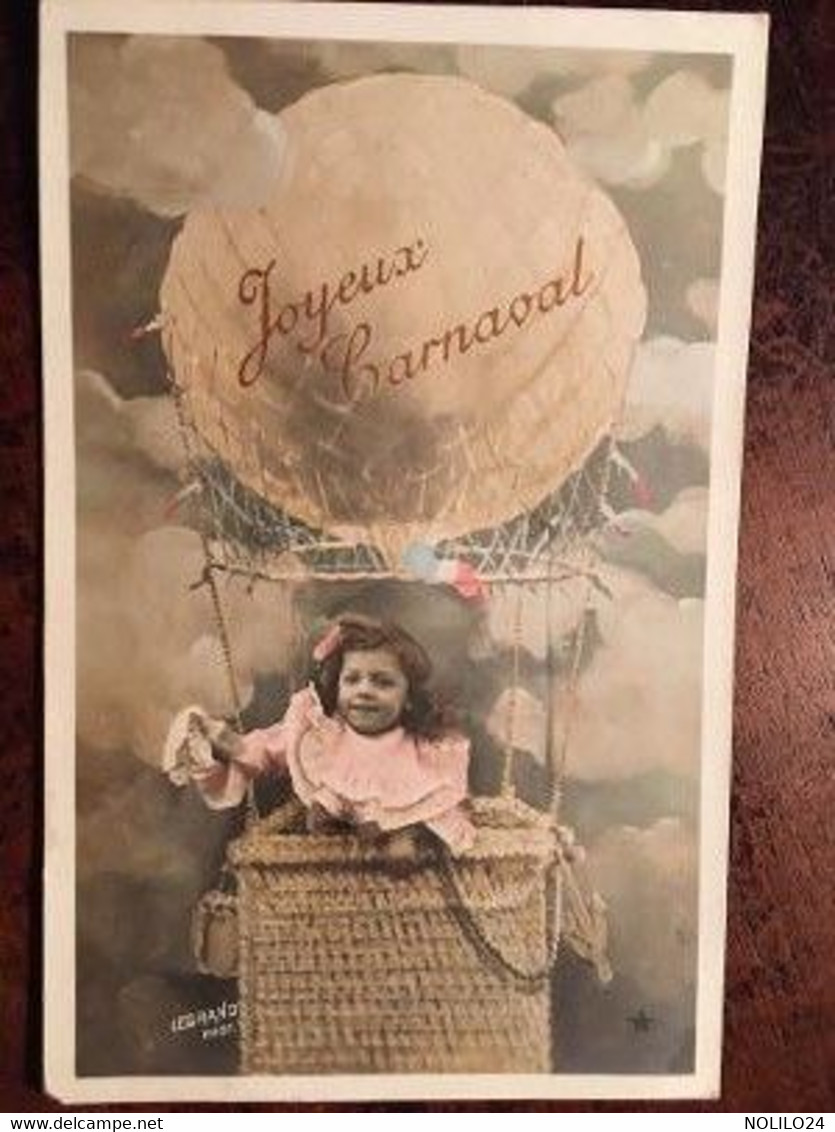 Cpa, Joyeux Carnaval - Fantaisie- Fillette-Enfant Dans Nacelle De Montgolfière, Legrand Photo, Série 1036, écrite - Karneval - Fasching