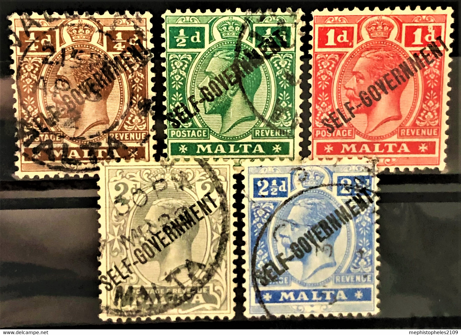 MALTA 1922 - Canceled - Sc# 86, 87, 88, 89, 90 - Malta (...-1964)