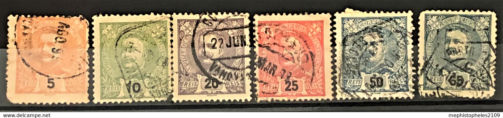 PORTUGAL - Canceled - Sc# 14, 15, 18, 20, 21, 23 - Used Stamps