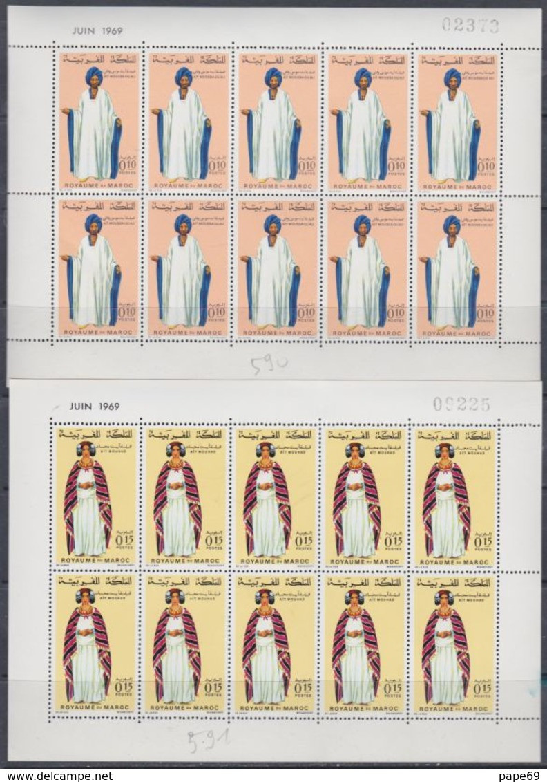 Maroc N° 590 / 93 F XX   Costumes ( IV ) Les 4 Feuilles De 10 Timbres, Sans Charnière, TB - Maroc (1956-...)