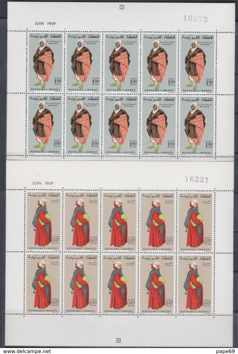 Maroc N° 590 / 93 F XX   Costumes ( IV ) Les 4 Feuilles De 10 Timbres, Sans Charnière, TB - Maroc (1956-...)