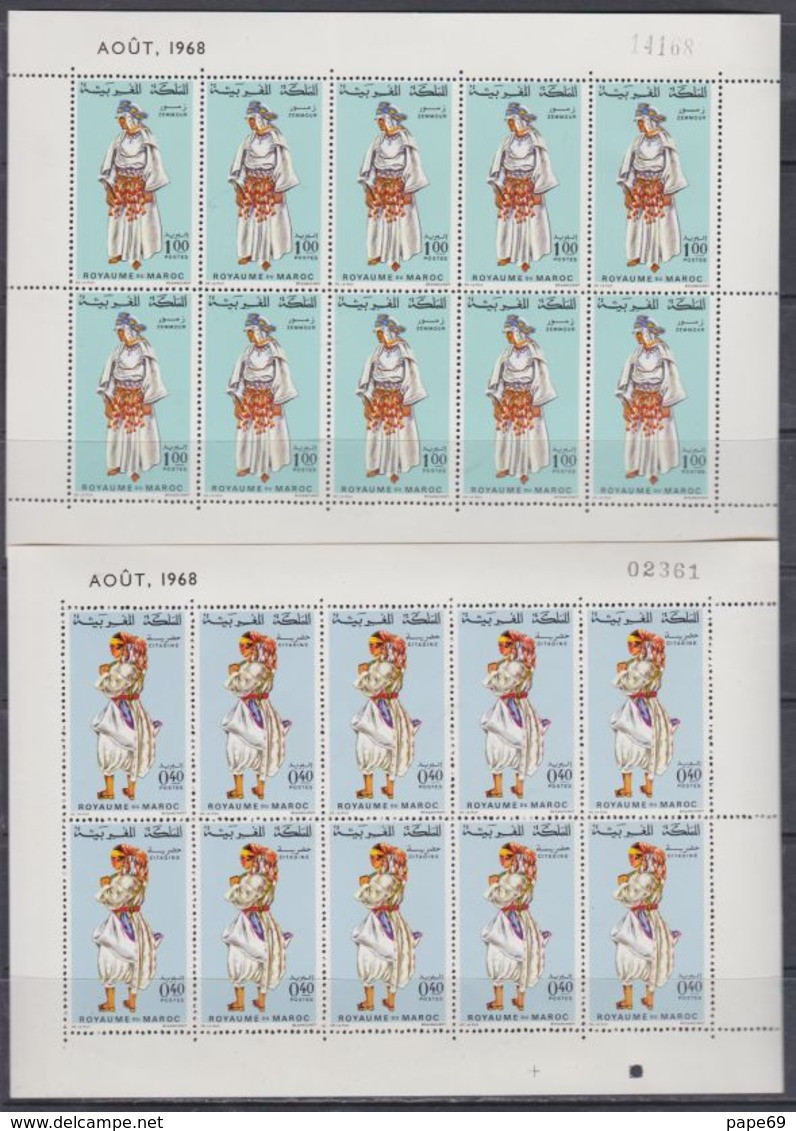 Maroc N° 565 / 68 F XX   Costumes ( II ) Les 4 Feuilles De 10 Timbres, Sans Charnière, TB - Maroc (1956-...)