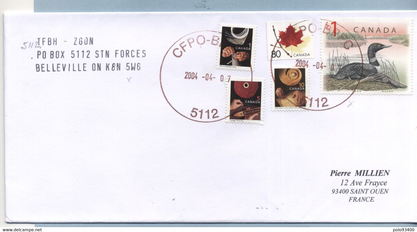 2004 CANADA CFPO-BPFC 5112 - Military Postmarks From 1900 (out Of Wars Periods)