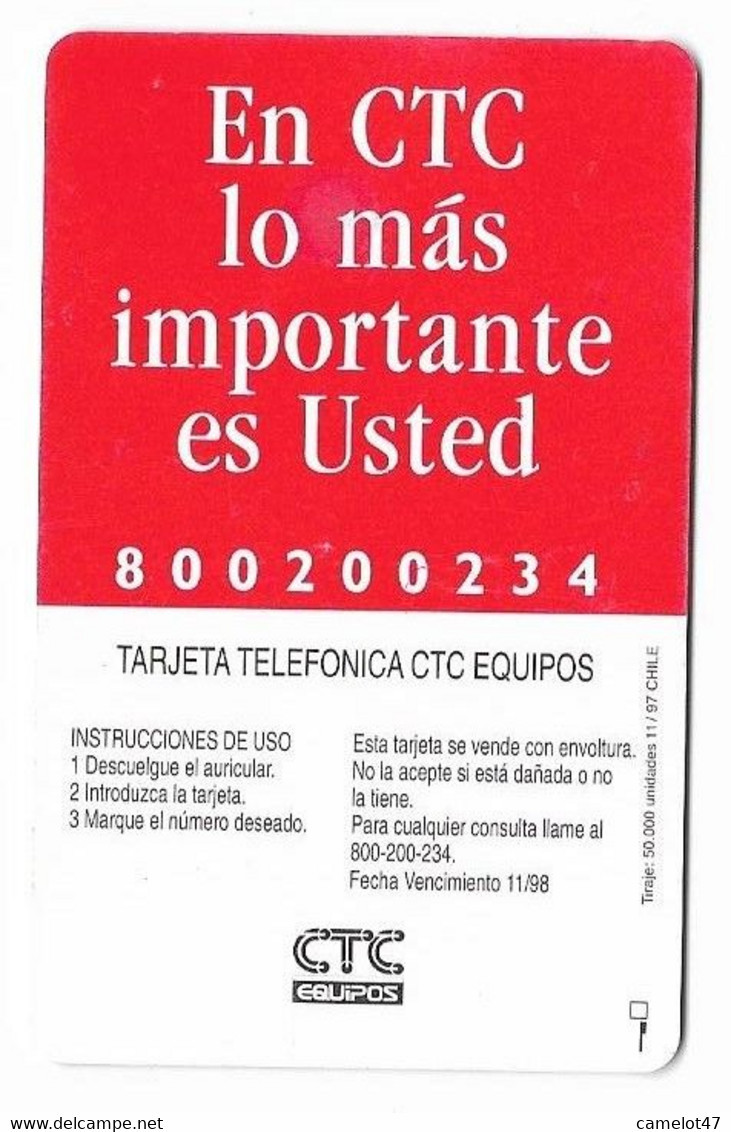 Chile CTC $3.000 Used Chip Phone Card, No Value # Chilectc-4 - Chile