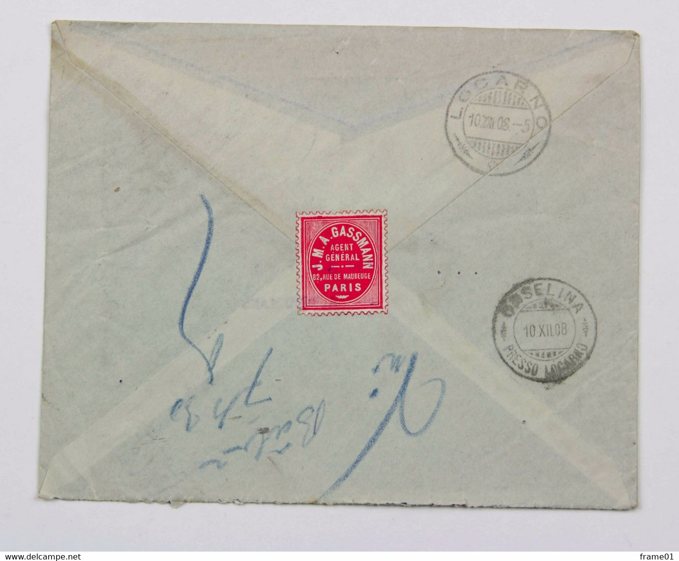 Lettre 1908 Paris Pour Locarno (CH), Affr. 40c Semeuse YT 137, 142, Tarif étranger 2eme Echelon Poids - Covers & Documents