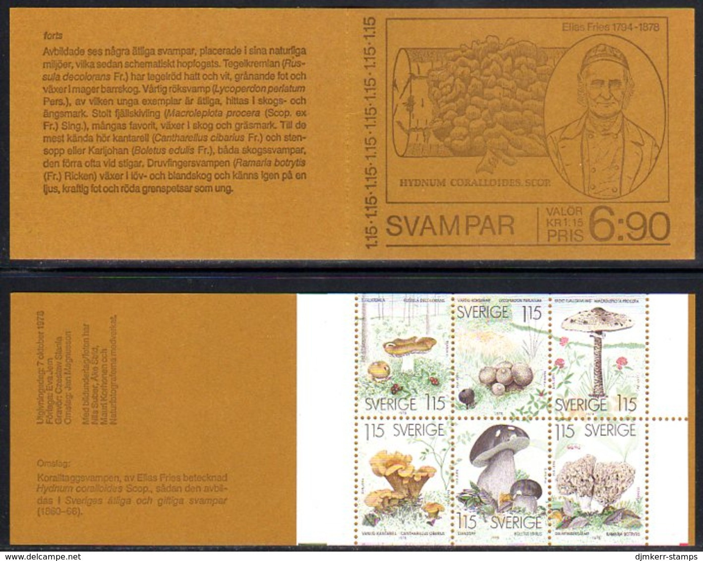 SWEDEN 1978 Fungi Booklet MNH / **.  Michel MH69 - 1951-80