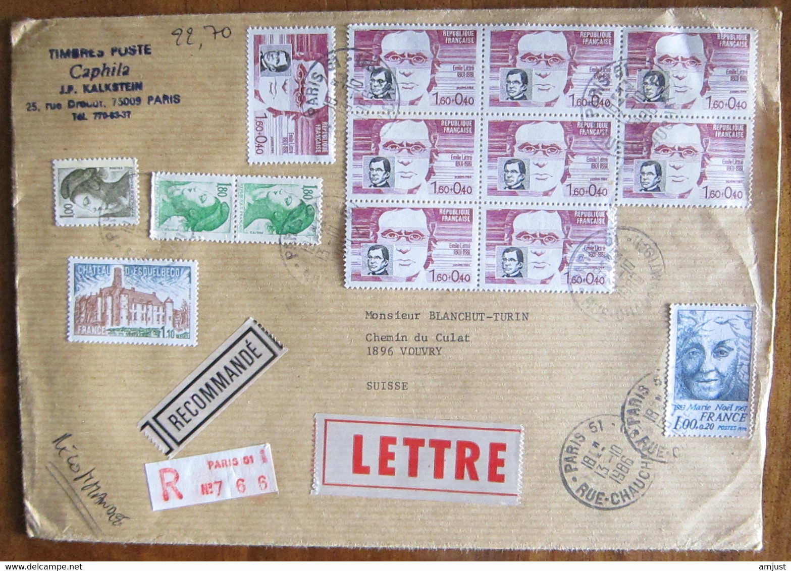 France // 1986 // Lettre Pour La Suisse (Vouvry) - Storia Postale