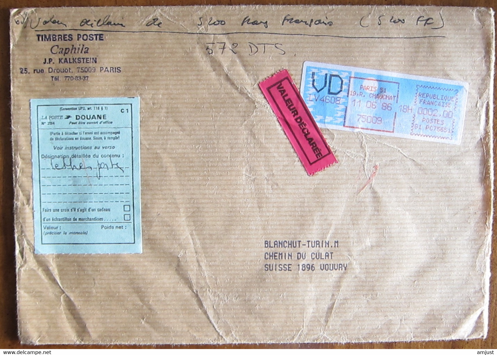 France // 1986 // Lettre Pour La Suisse (Vouvry) - Lettres & Documents