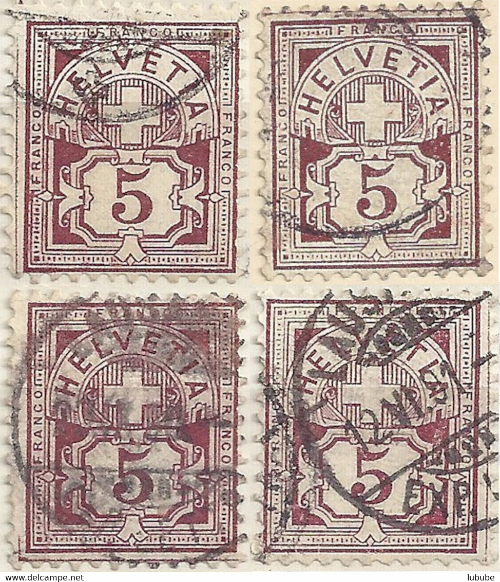 Ziffer 60AB, 5 Rp.bräunlichlila  (alle 4 Anlagelinien)       Ca. 1891 - 95 - Other & Unclassified