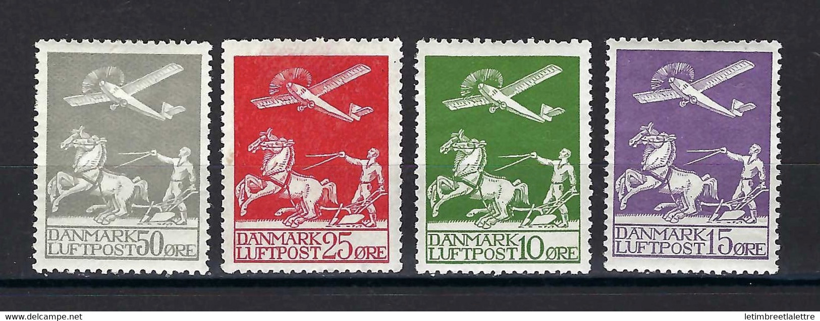 ⭐ Danemark - Poste Aérienne - YT N° 1 à 4 *  - Neuf Avec Charnière - 1925 / 1930 ⭐ - Luftpost
