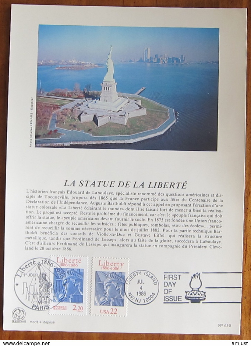 France // 1986 // 100 Ans De La Statue De La LIBERTE - Cartas & Documentos