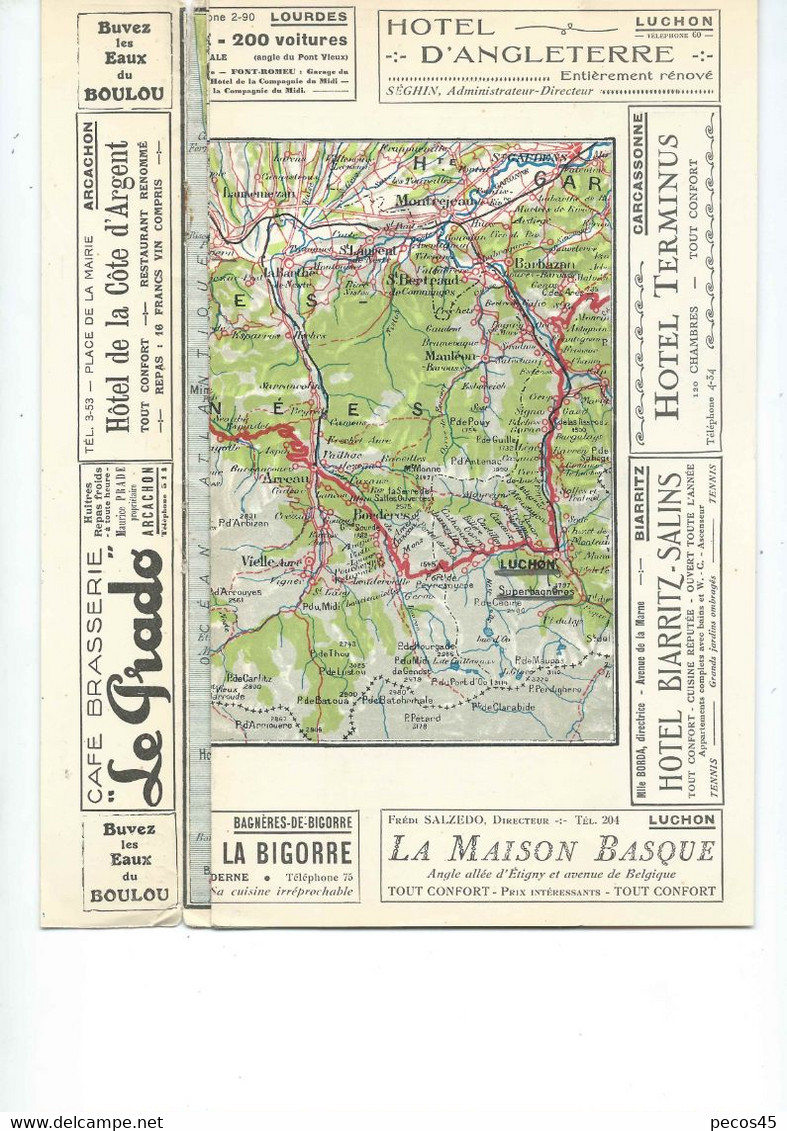 Route Des PYRENEES, De BIARRITZ à LUCHON. - Roadmaps