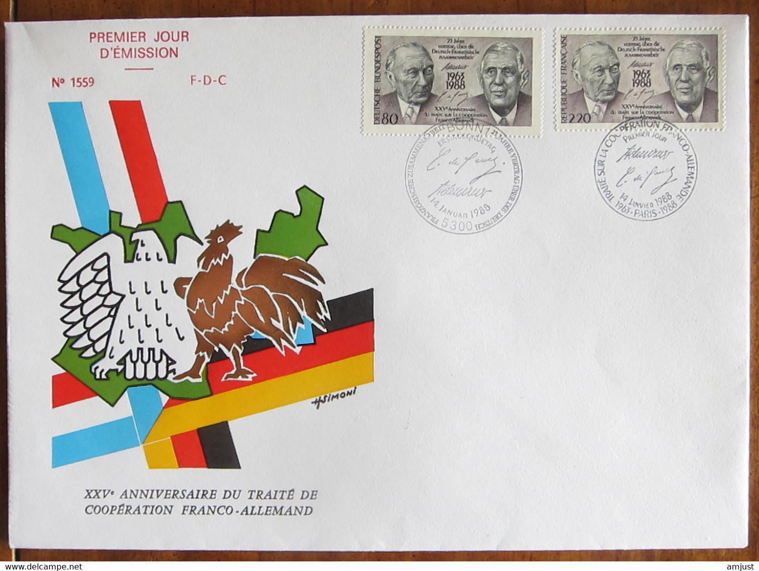 France // 1988 // 25 ème Anniversaire Du Traité De Coopération Franco-Allemand - Storia Postale