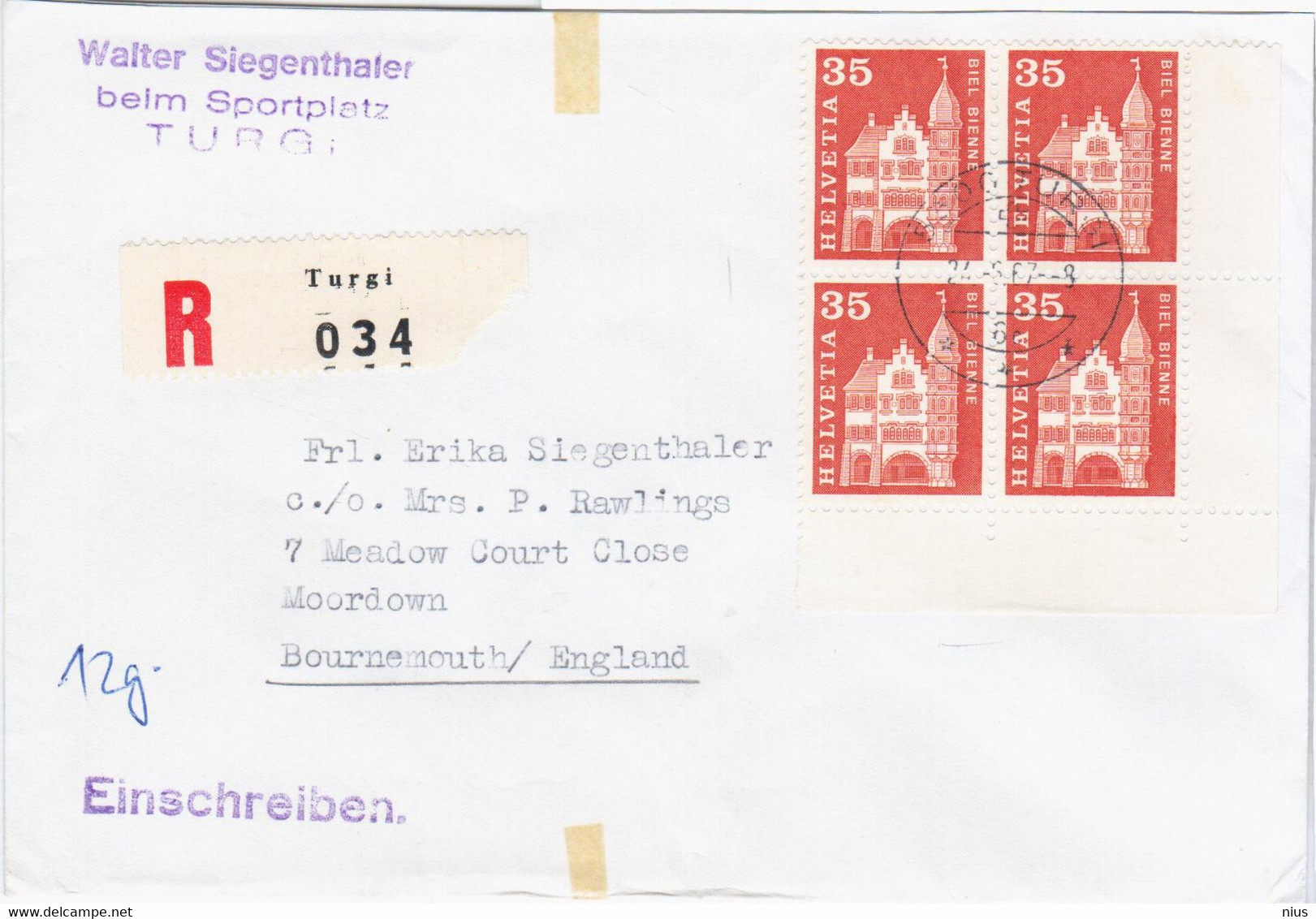 Switzerland Schweiz Svizzera Helvetia 1967 Biel Bienne, Turgi - Andere & Zonder Classificatie