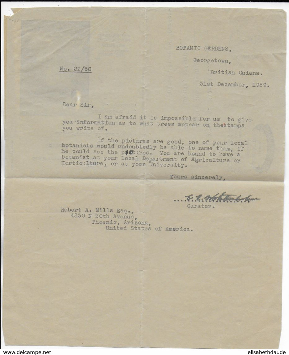 1959 - BRITISH GUIANA - LETTRE AEROGRAMME ILLUSTREE "KAIETEUR FALL" De GEORGETOWN => PHOENIX (ARIZONA / USA) - Britisch-Guayana (...-1966)