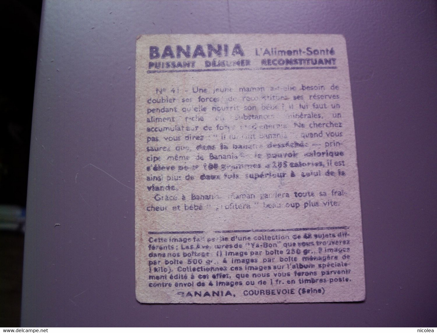 IMAGE BANANIA "Y A BON " - N° 41 - YA -BON Fait Du Bien Aux Jeunes Mamans - Signé Vica - Port Gratuit - Banania