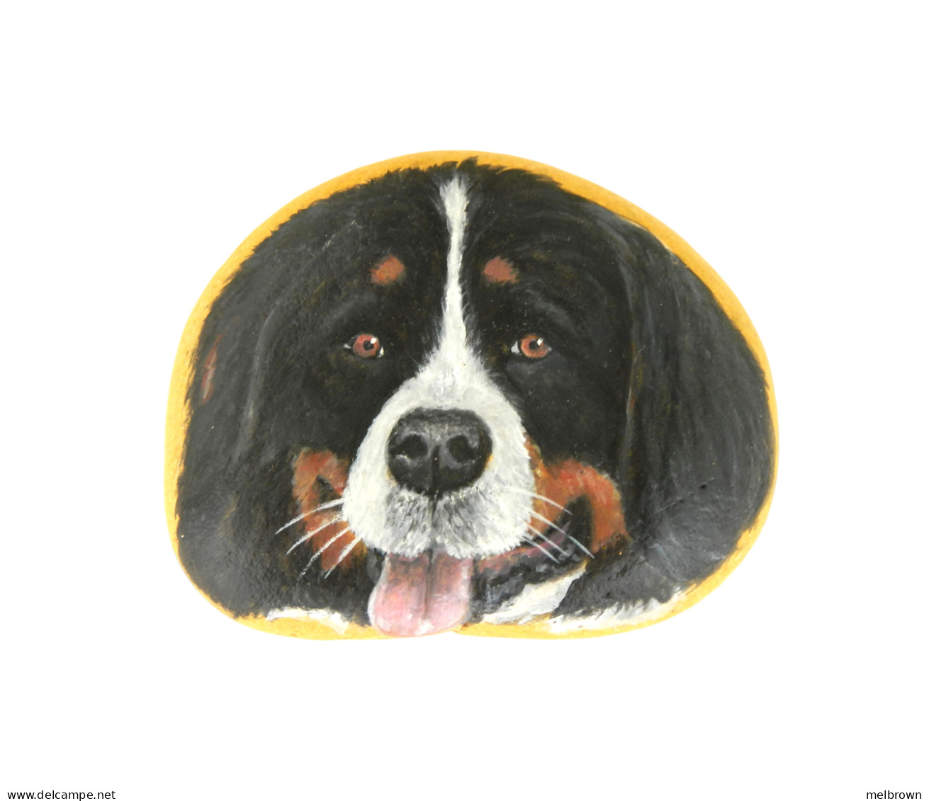 Bernese Dog Hand Painted On A Smooth Beach Stone Paperweight - Briefbeschwerer