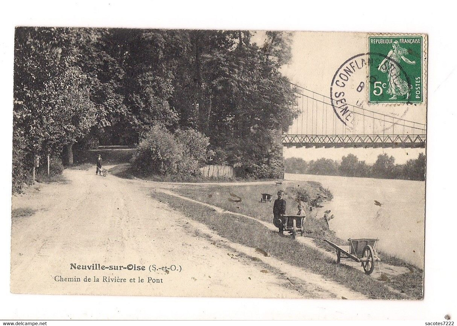 NEUVILLE -  Chemin De La Rivière Et Le Pont. - Neuville-sur-Oise