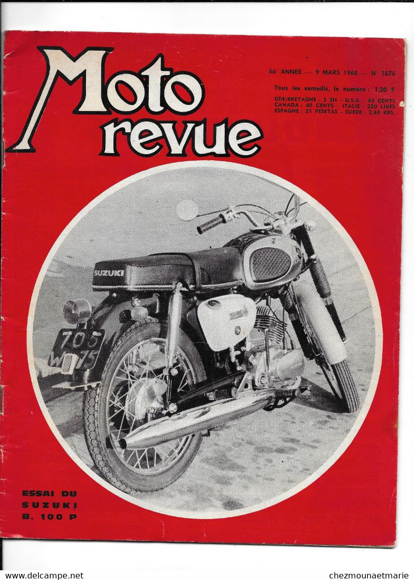 MOTO REVUE MARS 1968 N° 1876 ESSAI DU SUZUKI - Motos